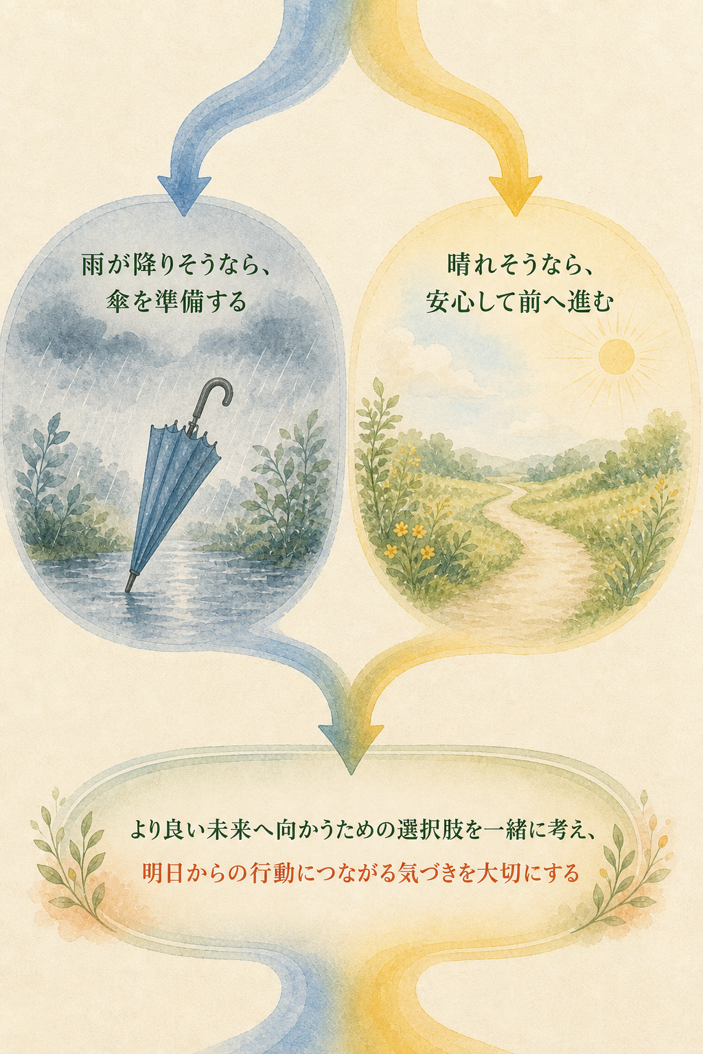 手相を人生の天気予報にたとえた鑑定の流れを示す図解(2/2)