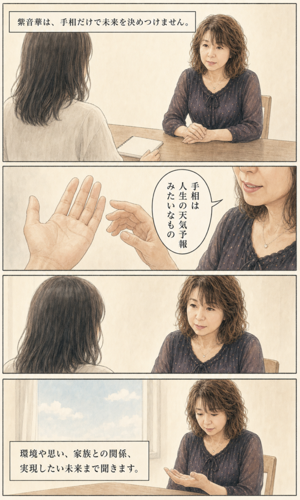 手相鑑定士 紫音華のプロフィールストーリー漫画 3ページ目